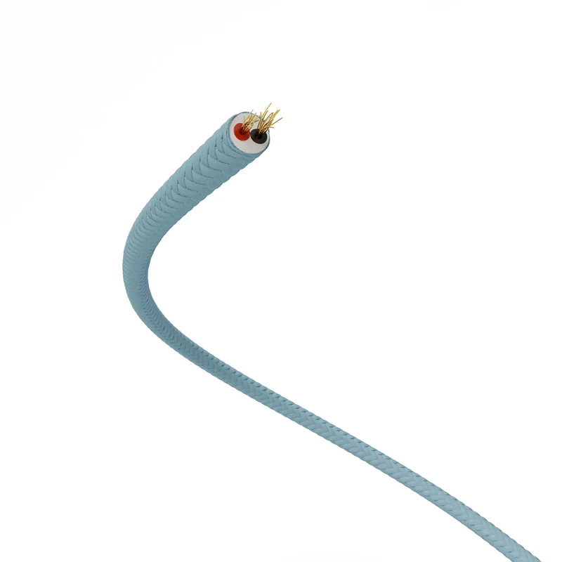 Câble électrique Extra Low Voltage revêtu de tissu effet soie Bleu ciel RM17
