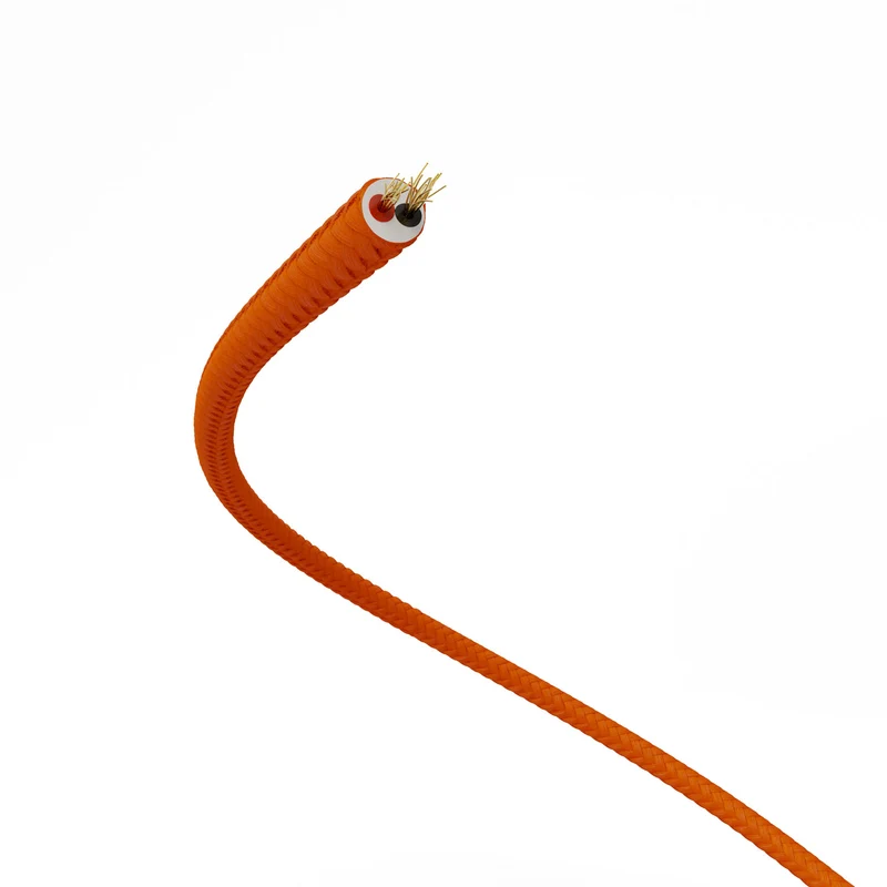 Câble électrique Extra Low Voltage revêtu de tissu effet soie Orange RM15