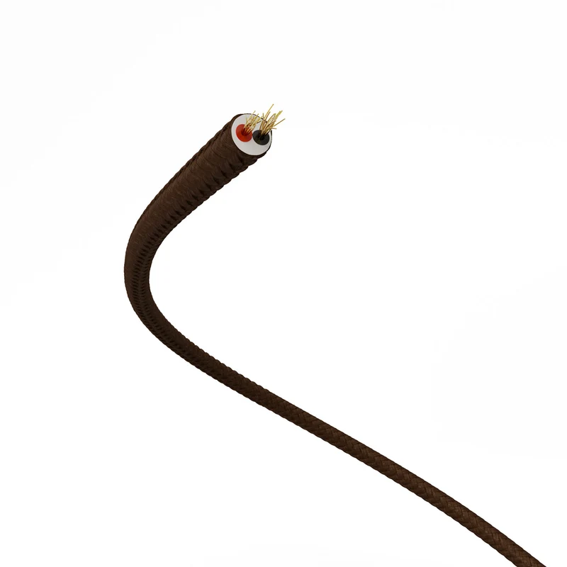 Câble électrique Extra Low Voltage revêtu de tissu effet soie Marron RM13