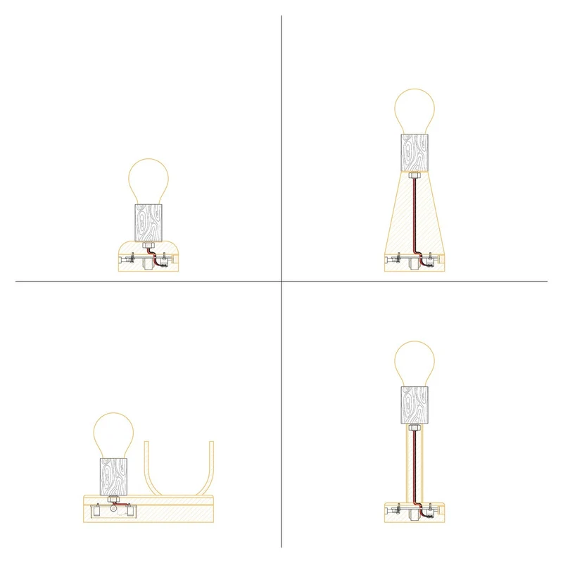 Kit électronique pour lampes à batterie 5V USB-C avec douille E27 en bois - Neutre