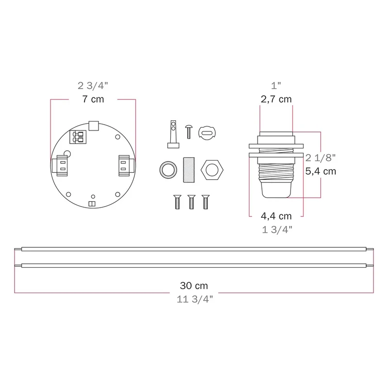 Kit électronique pour lampes à batterie 5V USB-C avec douille E14 filetée - Blanc
