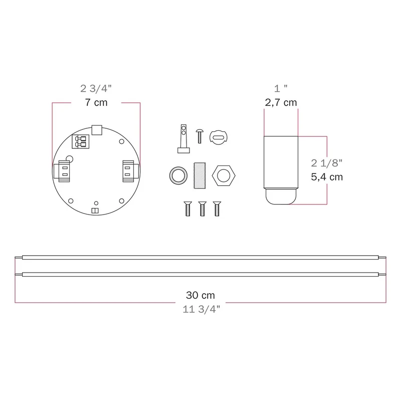Kit électronique pour lampes à batterie 5V USB-C avec douille E14 lisse - Noir