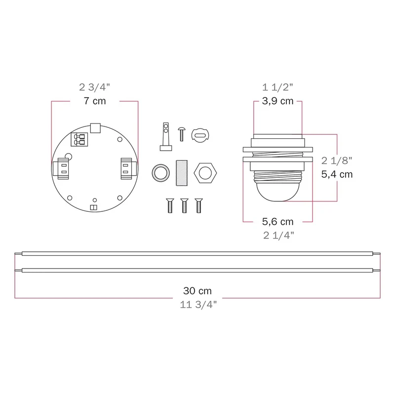 Kit électronique pour lampes à batterie 5V USB-C avec douille E27 filetée - Noir