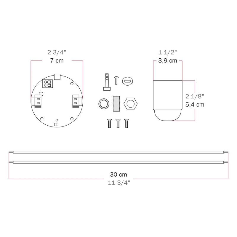 Kit électronique pour lampes à batterie 5V USB-C avec douille E27 lisse - Noir