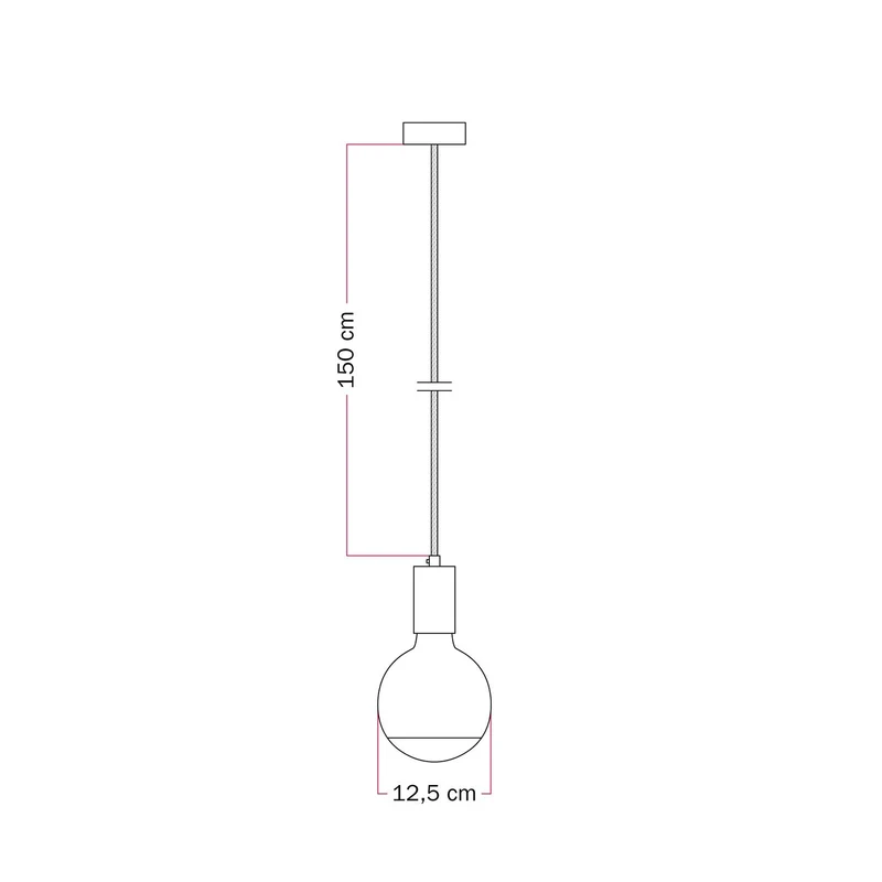 Lampe à suspension Filotto Metallico avec ampoule Lucia - Gris