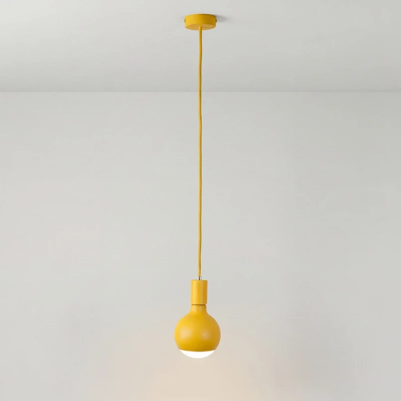 Lampe à suspension Filotto Metallico avec ampoule Lucia - Jaune