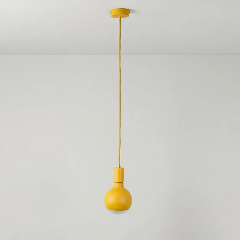 Lampe à suspension Filotto Metallico avec ampoule Lucia - Jaune