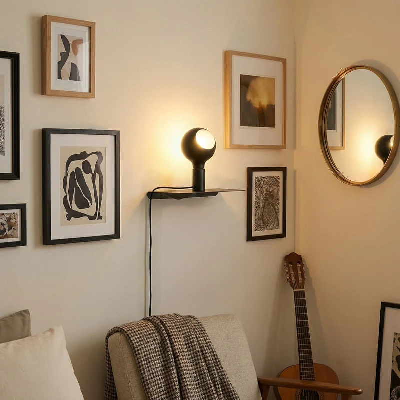 Combo Camo - Lampe avec étagère - Noir
