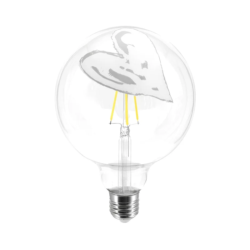 Ampoule LED Tattoo Pop Heart G125 4,5W 470Lm E27 2700K Dimmable - Blanc