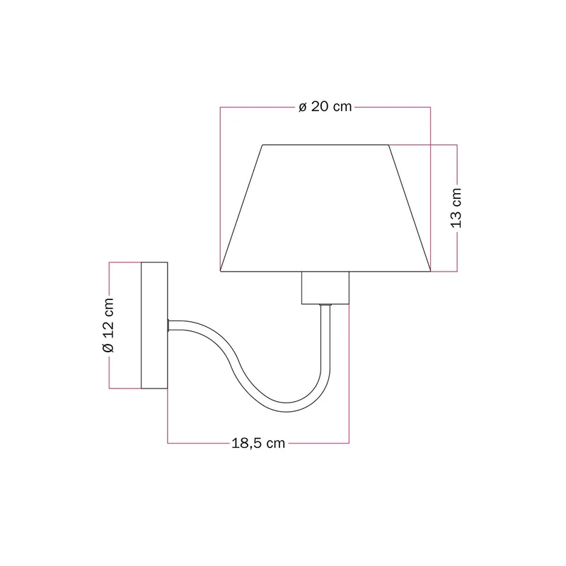 Applique Fermaluce avec extension en S et Abat-jour Impero - Jute naturelle