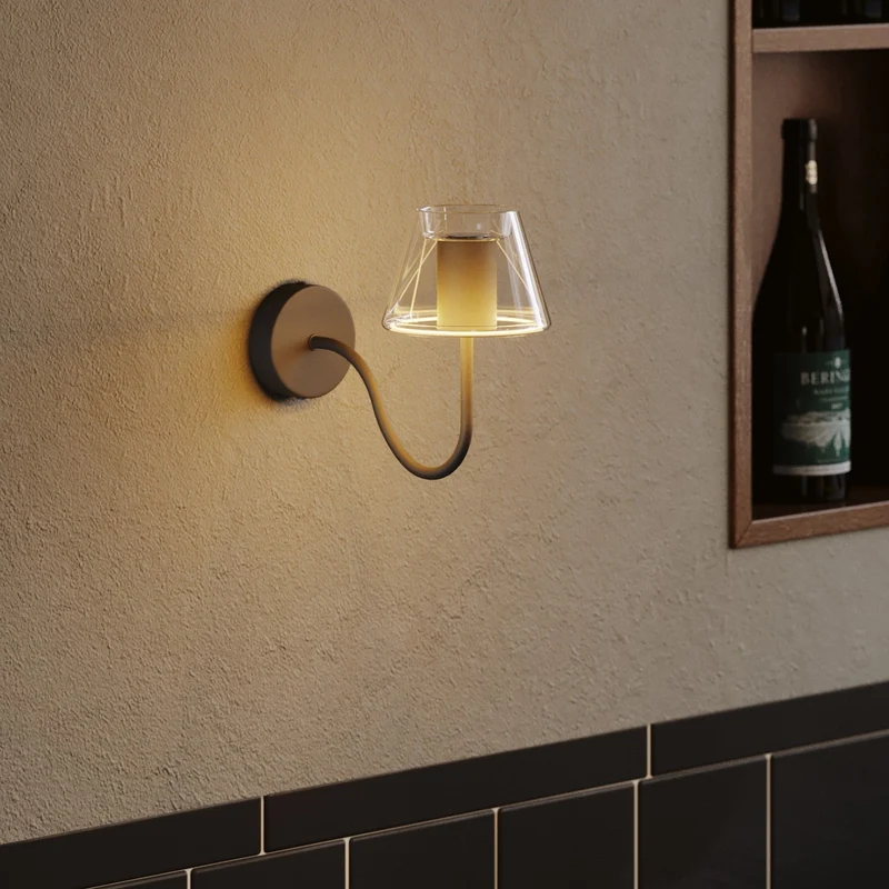 Applique murale Fermaluce G07 avec extension en S - Noir