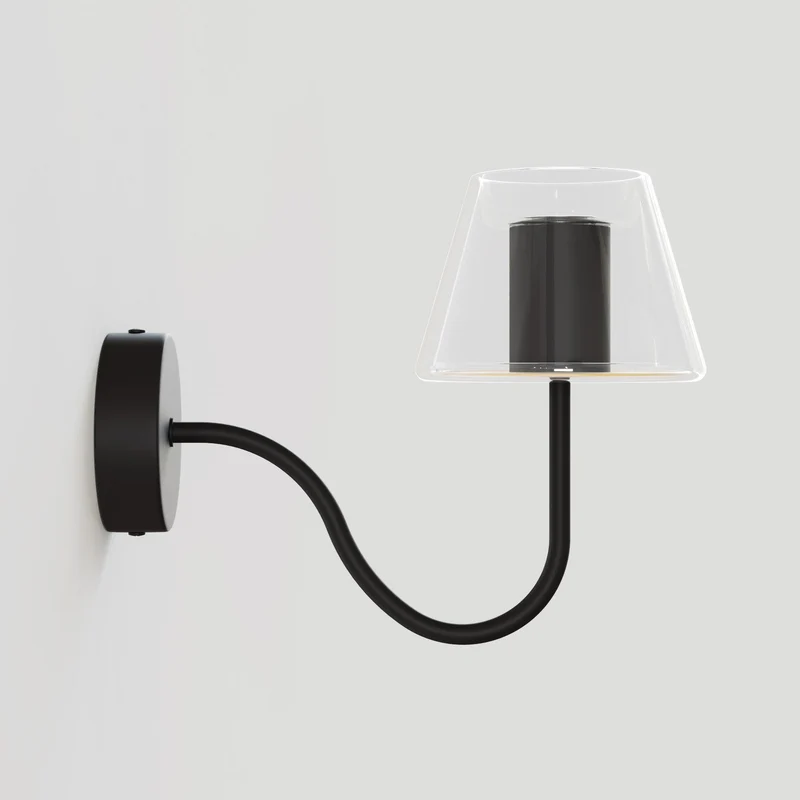 Applique murale Fermaluce G07 avec extension en S - Noir