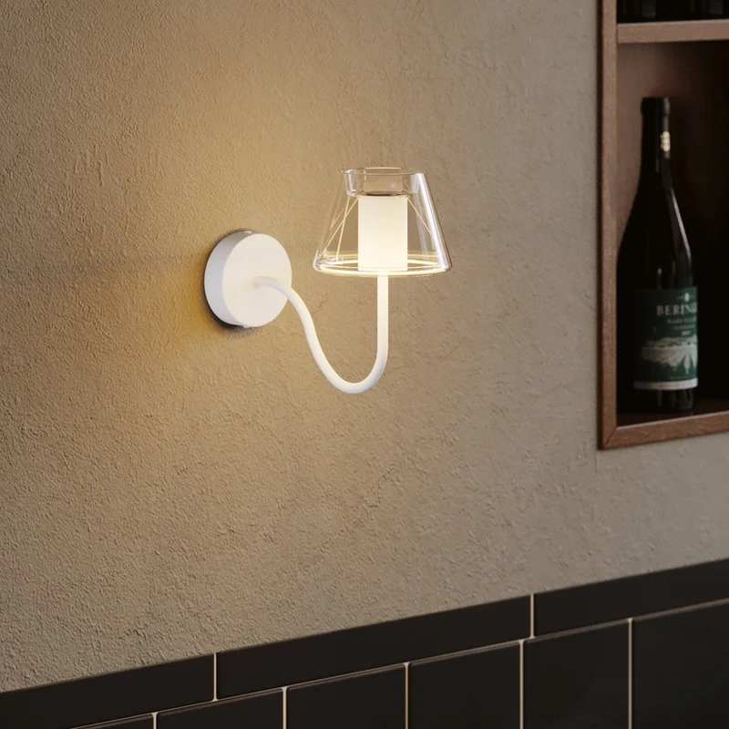 Applique murale Fermaluce G07 avec extension en S - Blanc Mat