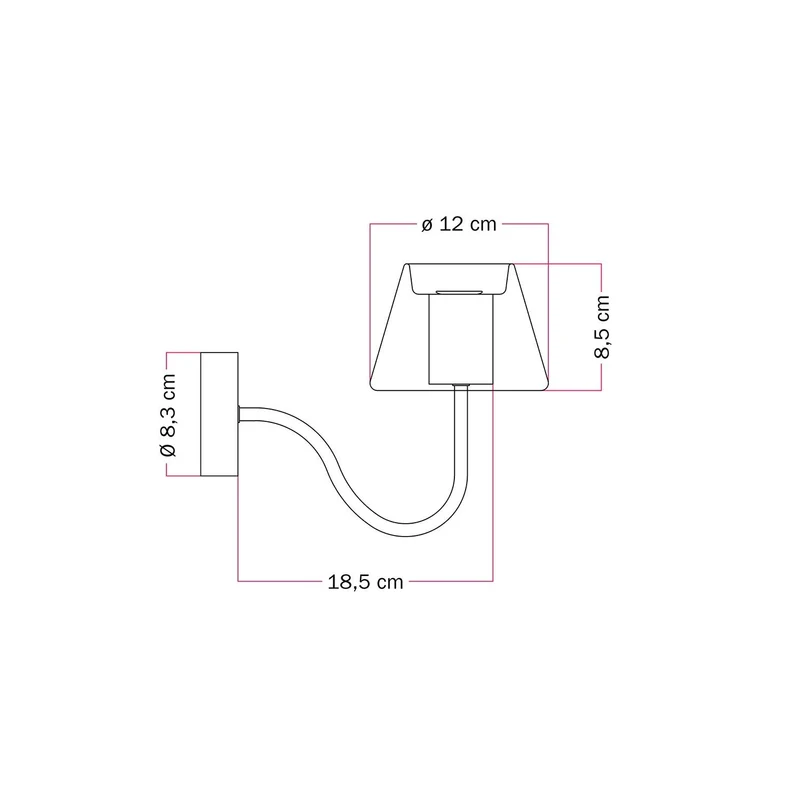 Applique murale Fermaluce G07 avec extension en S - Blanc Mat