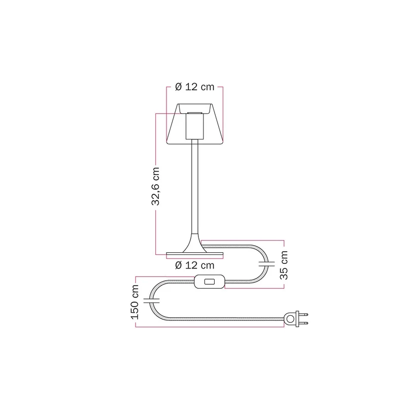 Lampe de table MAG-Y G07 avec base métallique ronde - Noir