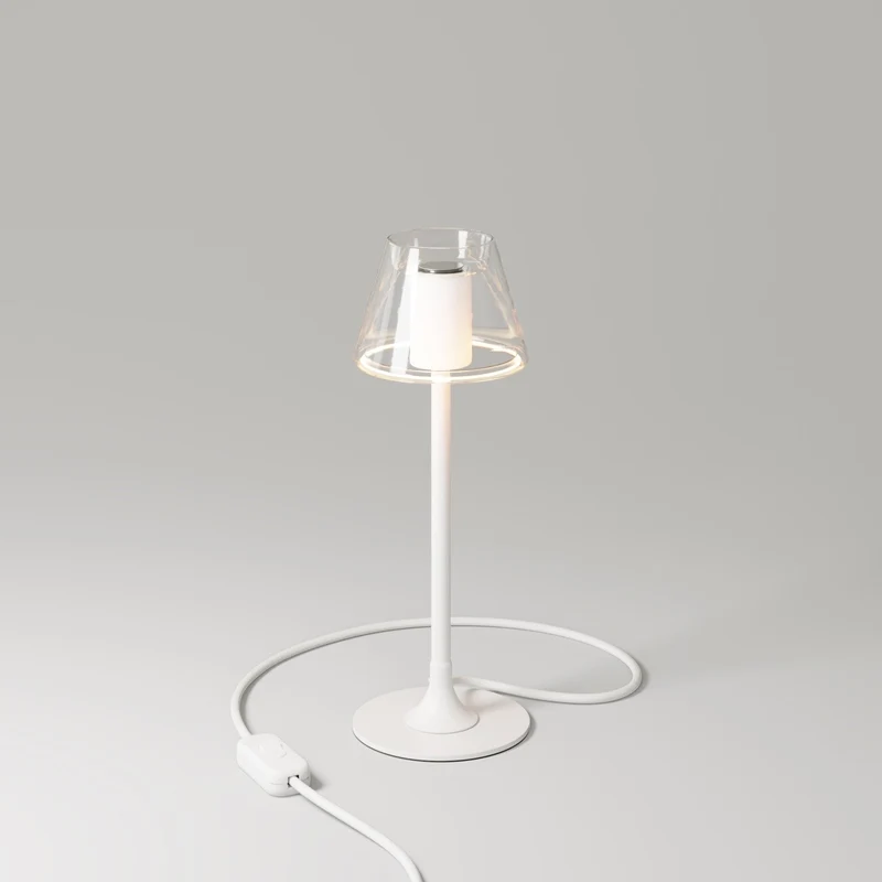 Lampe de table MAG-Y G07 avec base métallique ronde - Blanc Mat