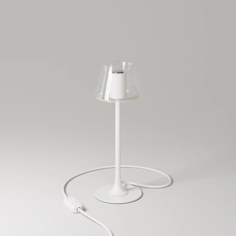 Lampe de table MAG-Y G07 avec base métallique ronde - Blanc Mat