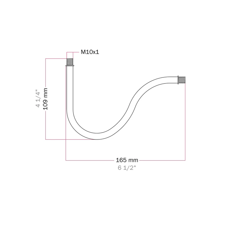 Tube courbé d’extension en S pour lampe, 16,5 cm en métal - Titane satiné