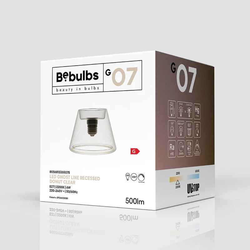 Ampoule LED Transparente Ghost Line CRI 90 Mini Cone 6W 500Lm E27 2200K Dimmable - G07