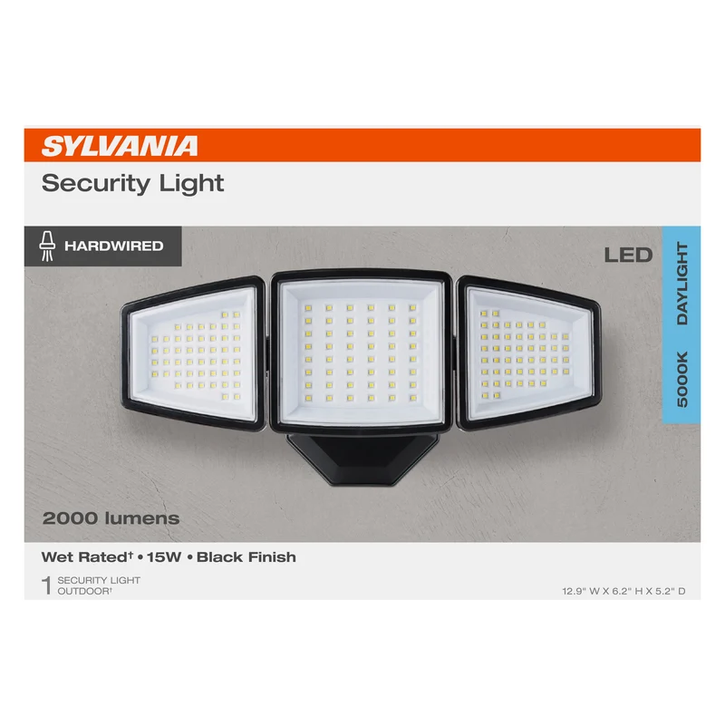 SYLVANIA 15W Security LED Light, Hardwired, 2000 Lms, Wet Rated, 5000K, Daylight