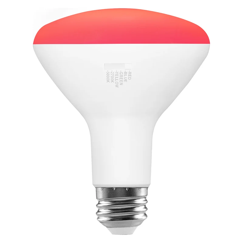 SYLVANIA 5 Color LED Light Bulb, Red / Blue / Green / Yellow / White, RGBW, 8W, BR30, E26 Medium Base, 2700K/5000K