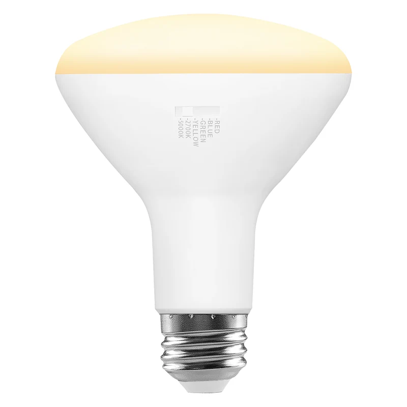 SYLVANIA 5 Color LED Light Bulb, Red / Blue / Green / Yellow / White, RGBW, 8W, BR30, E26 Medium Base, 2700K/5000K