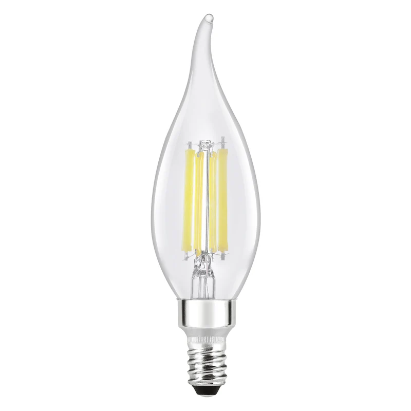 SYLVANIA LED TruWave Décor Light Bulb, B10 Chandelier 100W = 8W, Candelabra Base, Dimmable, 900 Lumens, 5000K, Clear, Daylight - 2 PK