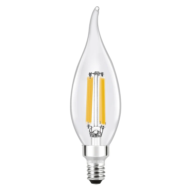 SYLVANIA LED TruWave Décor Light Bulb, B10 Chandelier 100W = 8W, Candelabra Base, Dimmable, 900 Lumens, 2700K, Clear, Soft White - 2 PK