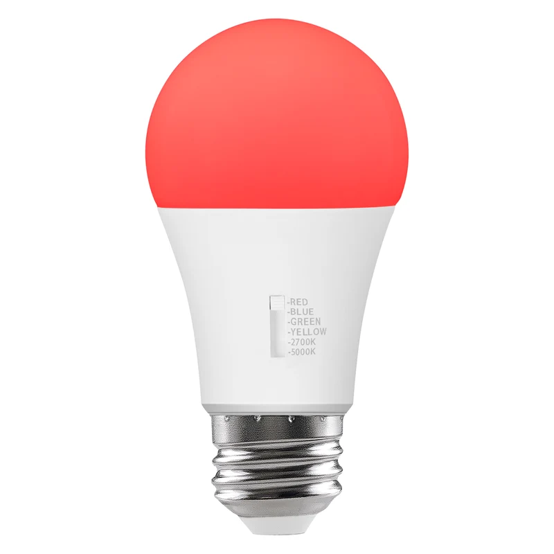 SYLVANIA 5 Color LED Light Bulb, Red / Blue / Green / Yellow / White, RGBW, 8W, A19, E26 Medium Base, 2700K/5000K