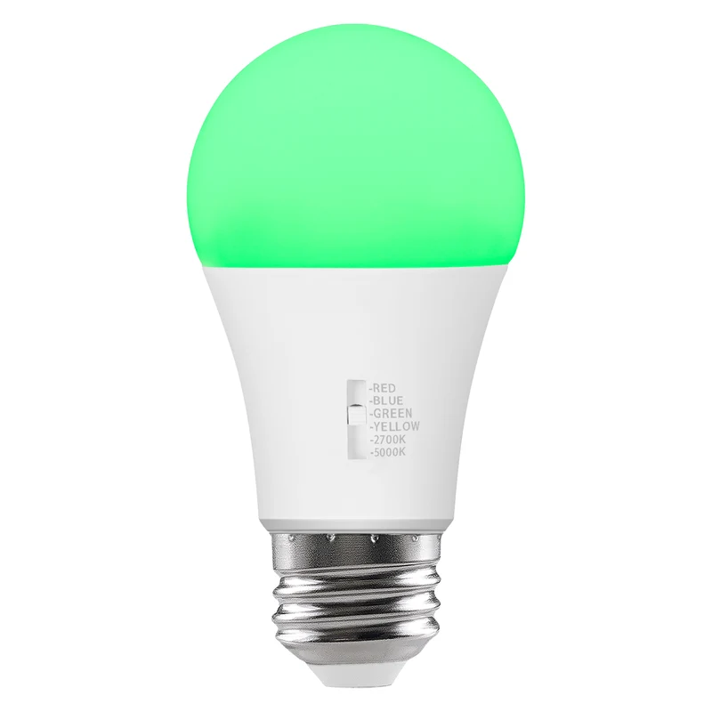 SYLVANIA 5 Color LED Light Bulb, Red / Blue / Green / Yellow / White, RGBW, 8W, A19, E26 Medium Base, 2700K/5000K