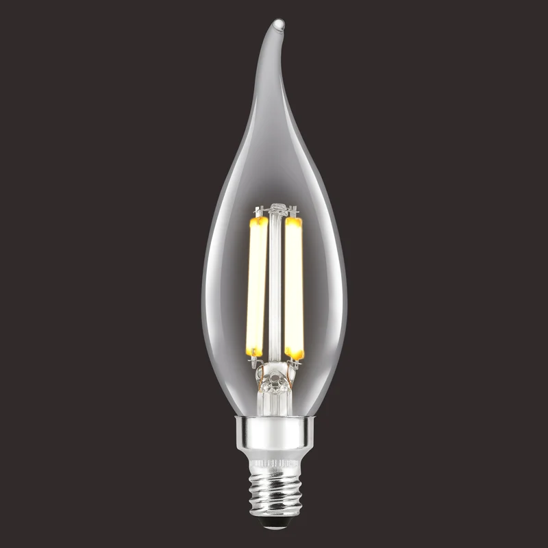 SYLVANIA LED TruWave Décor Light Bulb, B10 Chandelier 75W = 7.5W, Candelabra Base, Dimmable, 750 Lumens, 2700K, Clear, Soft White - 2 PK