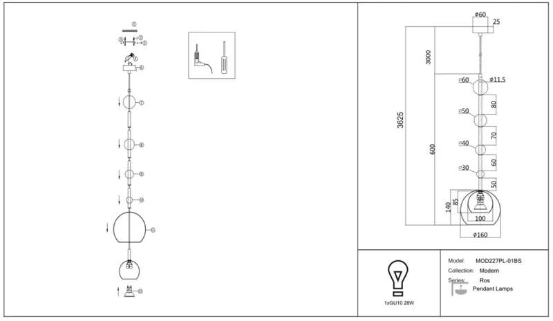 Suspension Luminaire | ROS (Diffuseur Vertical)
