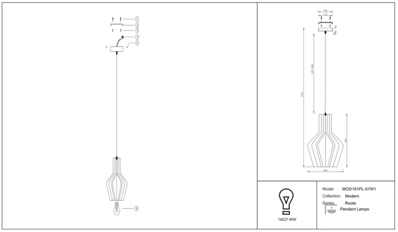 Suspension Luminaire | ROOTS (Cage Cylindrique)