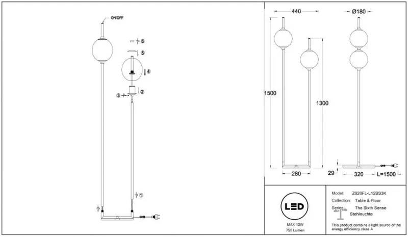 Lampadaire | SIXTH SENSE (Deux Globes)