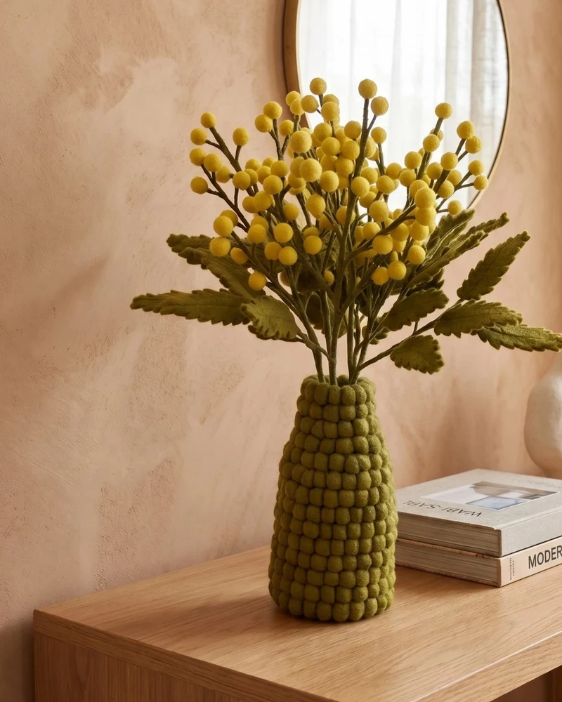 Vase laine kaki