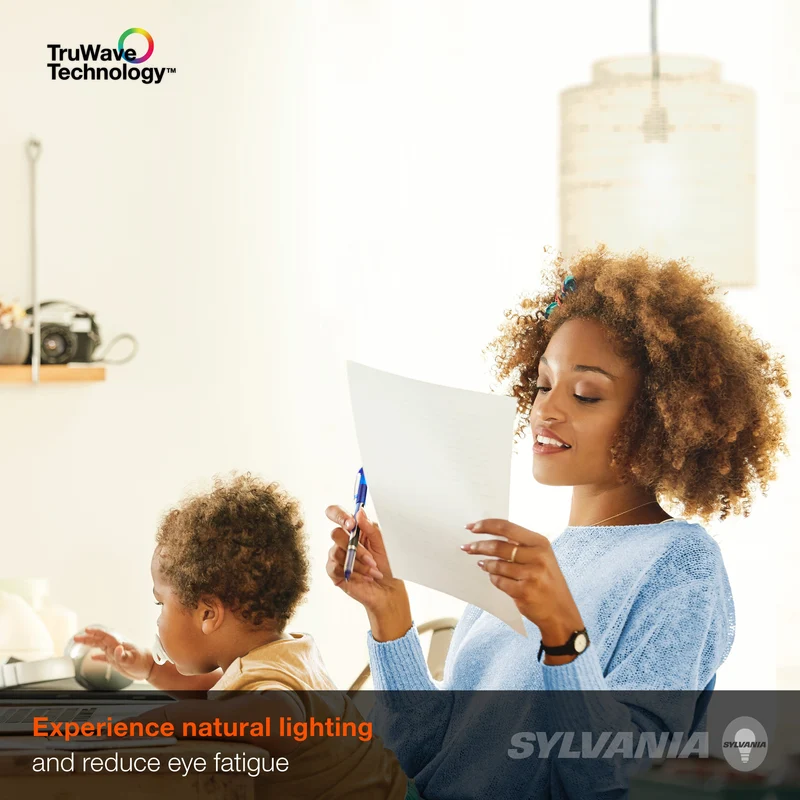 SYLVANIA LED TruWave BR40 Light Bulb, 85W = 12W, Dimmable, Frosted, 3000K, White - 2 Pk