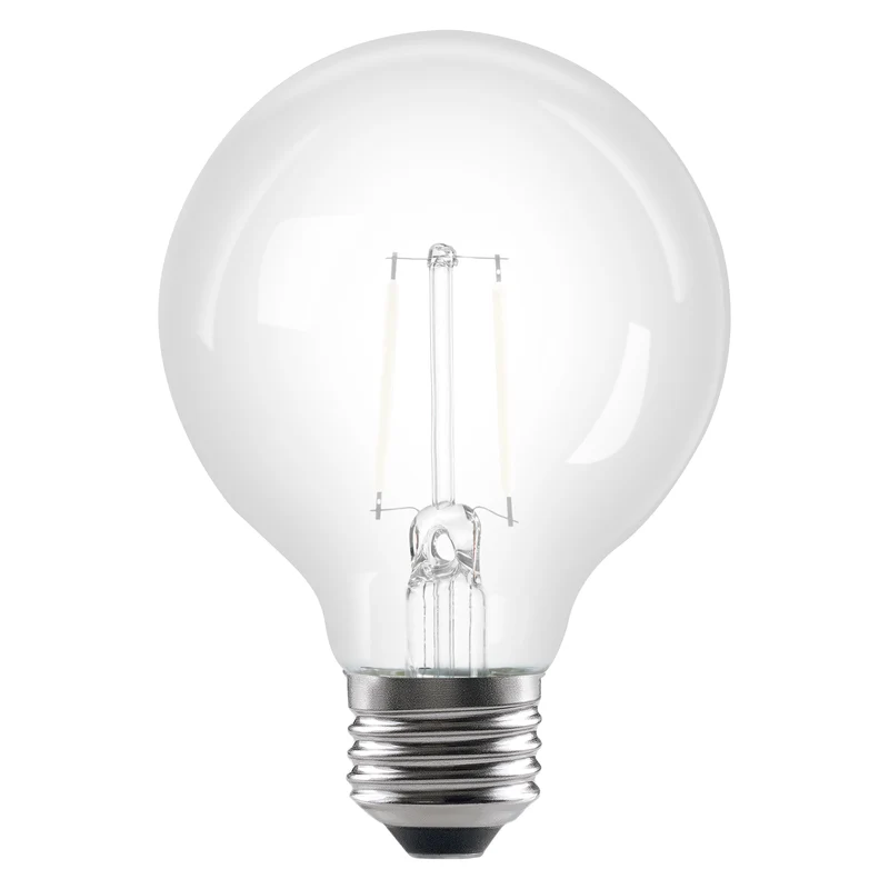 SYLVANIA G25 Clear Globe LED White Filament Bulb, 3.5W, Dimmable, 300 Lms, Medium Base, 5000K, Daylight - 2 PK