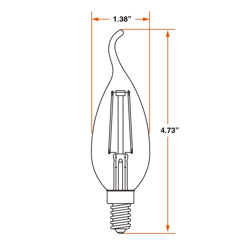 SYLVANIA B10 Clear LED White Filament Bulb, 3.5W, Dimmable, 300 Lms, Candelabra Base, 2700K, Soft White - 4 PK