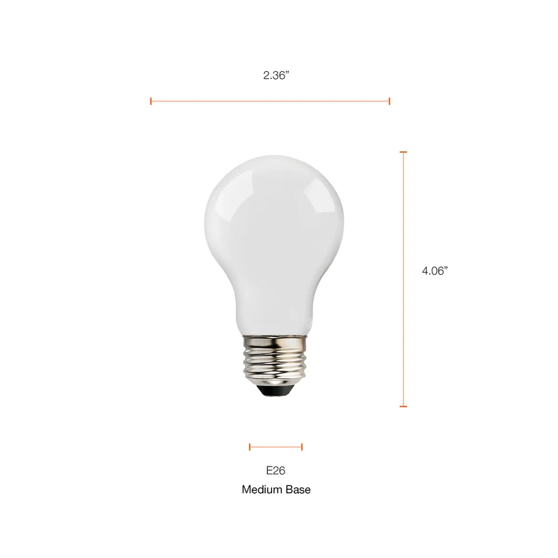 SYLVANIA LED TruWave A19 Light Bulb, 100W = 15W, 1600 Lumens, Medium Base, Dimmable, Frosted, 5000K, Daylight - 4 PK