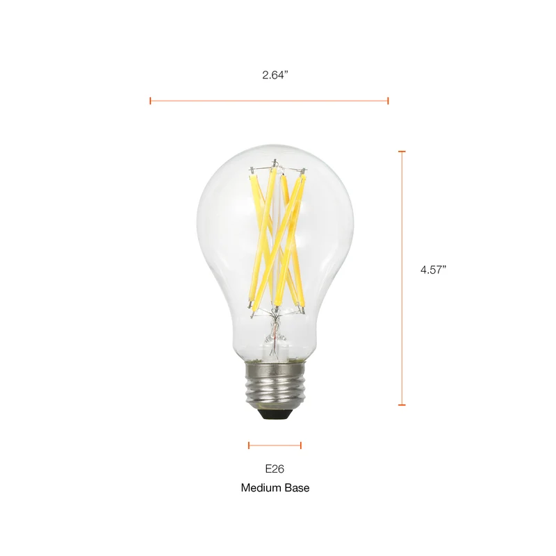 SYLVANIA LED TruWave A19 Light Bulb, 100W = 15W, 1600 Lumens, Medium Base, Dimmable, Clear, 2700K, Soft White