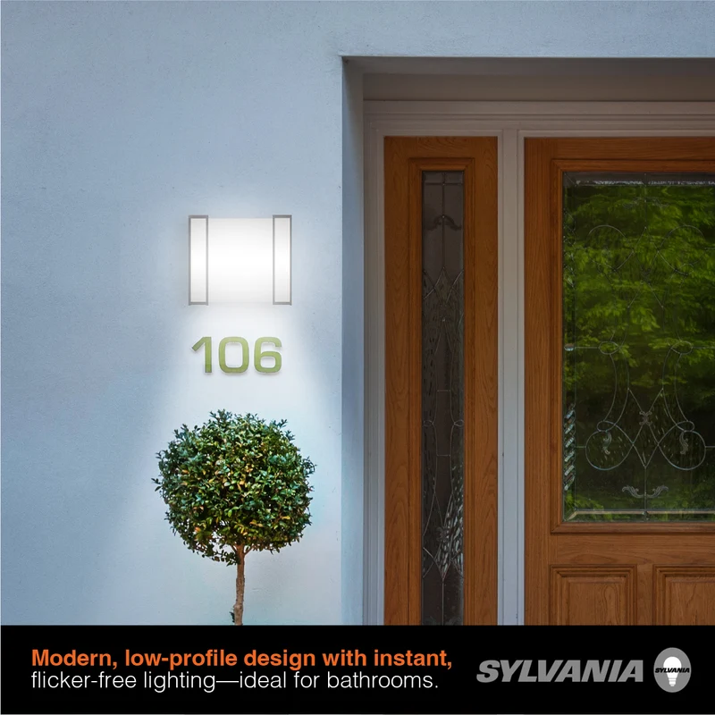 SYLVANIA 9" Hi-PerformaceLED Wall Sconce Light, 14W, 5 CCT (2700/3000/3500/4000/5000K), 1150 Lms, 90 CRI, Frosted