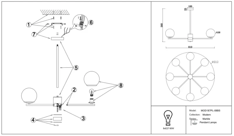 Suspension Luminaire | MARBLE (Multi-Globes)