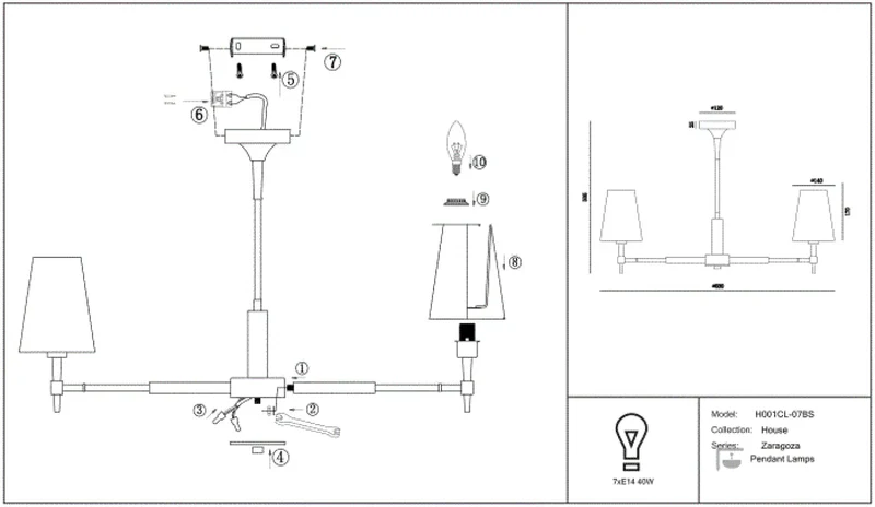 Suspension Luminaire | ZARAGOZA (Couronne Abat-Jour)