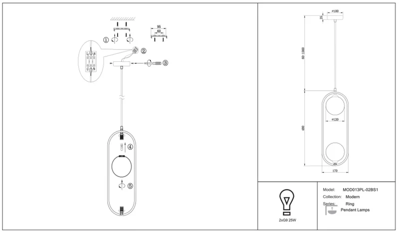 Suspension Luminaire | RING (Deux Globes Verticale)
