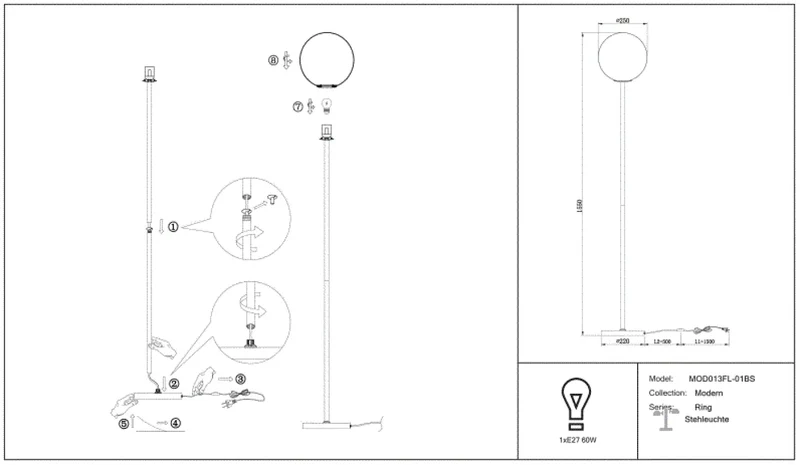 Lampadaire | RING (Globe Décentré)