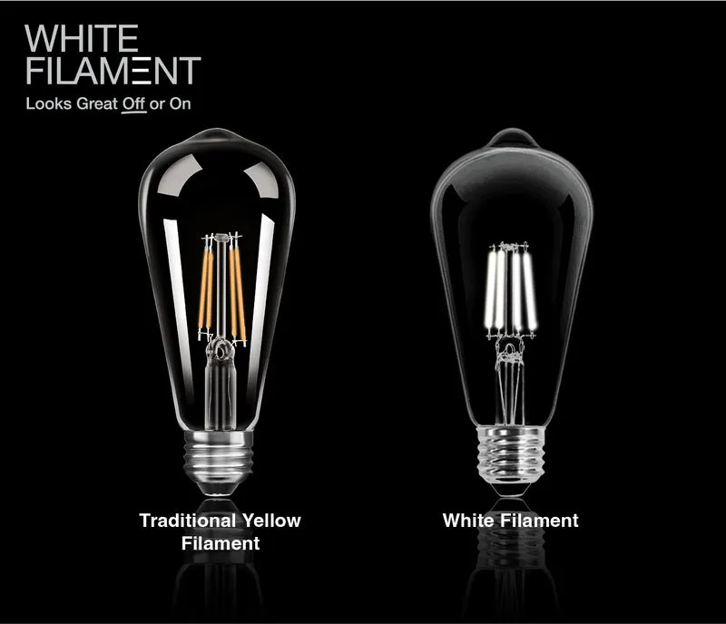 SYLVANIA ST19 Clear LED White Filament Bulb, 5W, Dimmable, 500 Lms, Medium Base, 2700K, Soft White - 2 PK