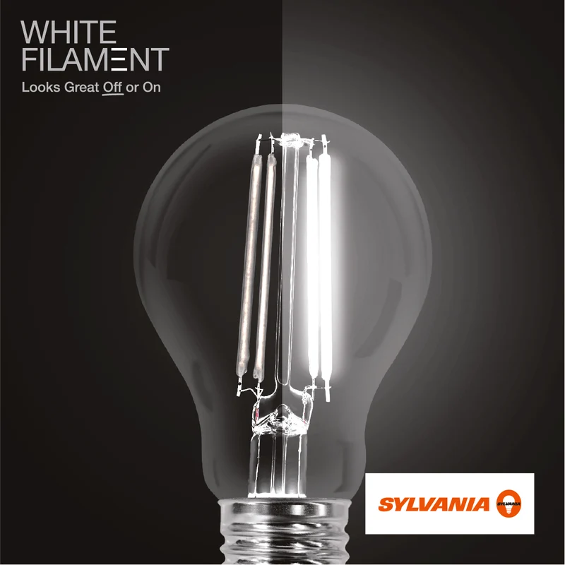 SYLVANIA A19 Clear LED White Filament Bulb, 11.5W, Dimmable, 1500 Lms, Medium Base, 2700K, Soft White - 2 PK
