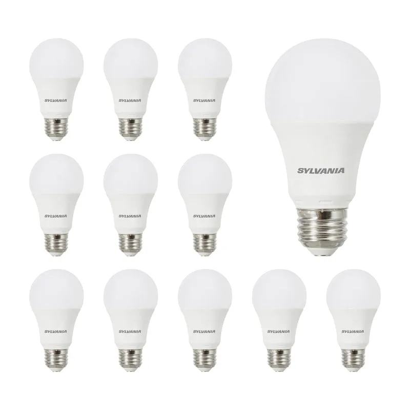 SYLVANIA LED A19 Light Bulb, 40W = 6W, Medium Base, Frosted Finish, 450 Lumens, Soft White - 12 PK