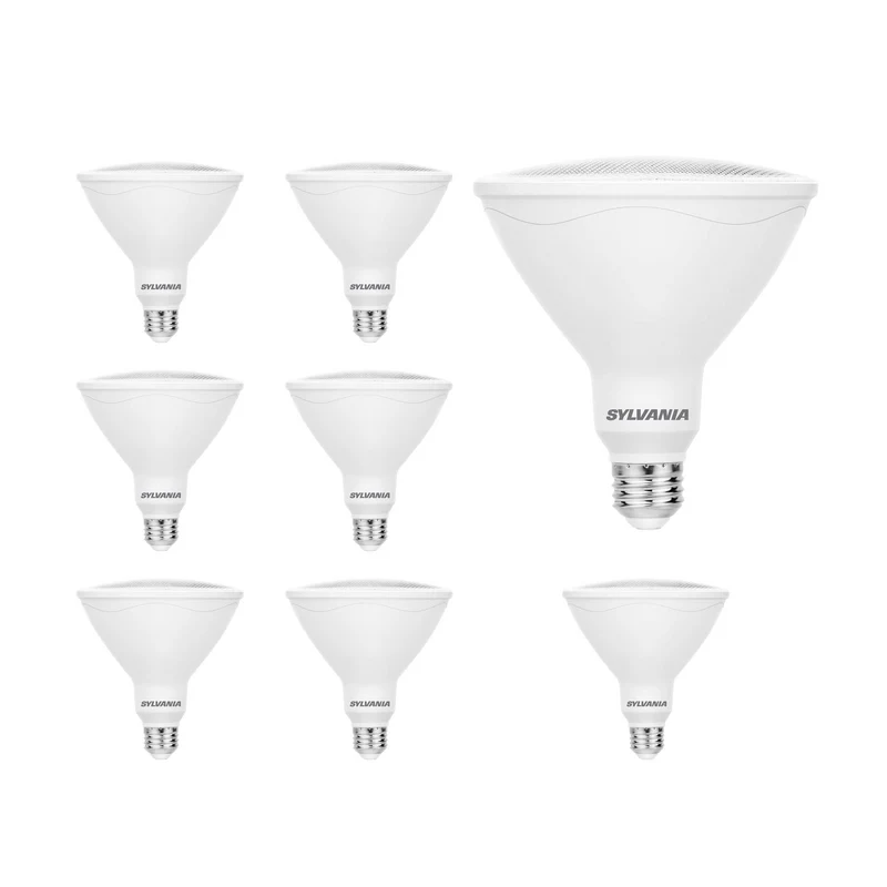 SYLVANIA 12W EverydayLED Light Bulb, PAR38 LED, Non Dimmable, 900 Lumens, 3000K, White - 8 PK