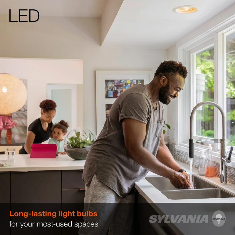 SYLVANIA LED PAR30 Flood Light Bulb, 65W = 9W, 10 Year, Non-Dimmable, 800 Lumens, 3000K, Warm White - 2 Pk